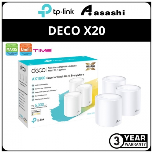 Tp-Link Deco X20 ( 3 Packs ) AX1800 Whole Home Mesh Wi-Fi 6 System