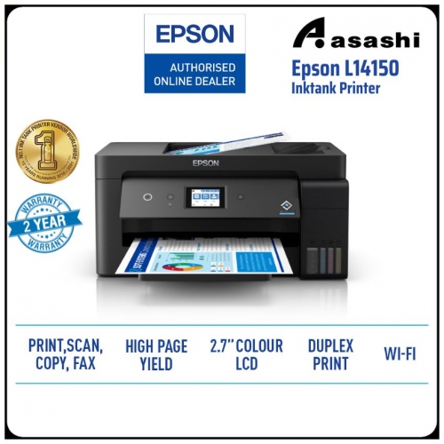 Epson L14150 A3+ Print, A4 Scan Copy, Fax, ADF, Duplex, Wifi 2.7