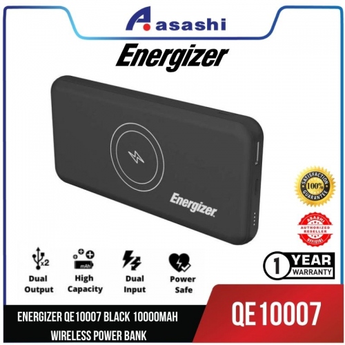 Energizer QE10007 Black 10000mah Wireless Power Bank (1 yrs Limited Hardware Warrranty)