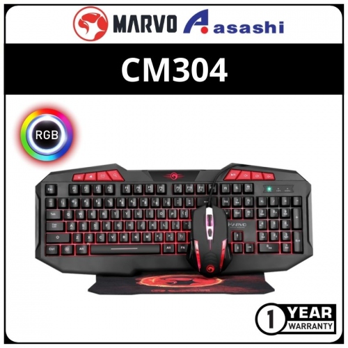 Marvo MK-CM304 3in1 Gaming Advance Pack-Keyboard/Mouse/Mat (1 yrs Limited Hardware Warranty)