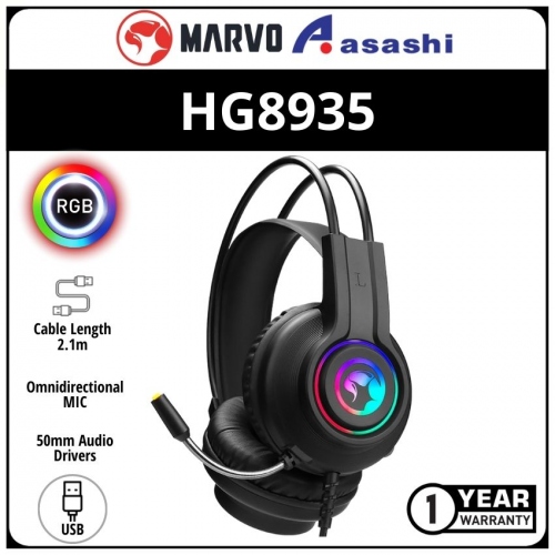 Marvo HG8935 USB RGB Gaming Headset (1 yrs Limited Hardware Warranty)