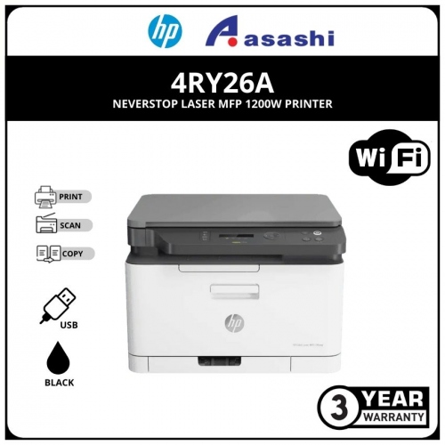 HP Neverstop Laser MFP 1200w Printer 4RY26A (Print,Scan,Copy & Wireless) 1+2 Years Onsite Warranty