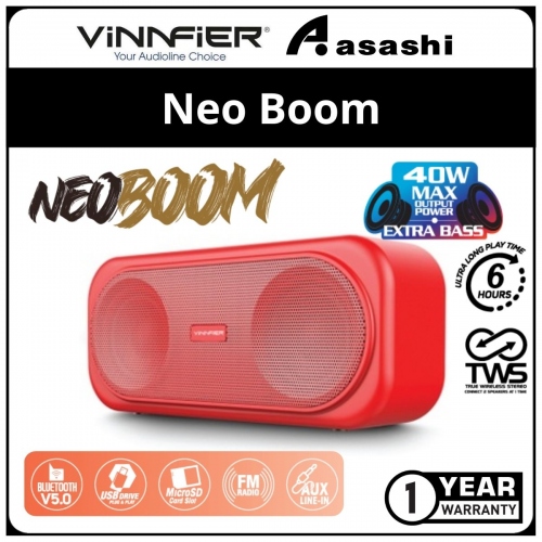 Vinnfier Neo Boom 2020 (Red) Wireless Portable Bluetooth Speaker (1 yrs Limited Hardware Warranty)