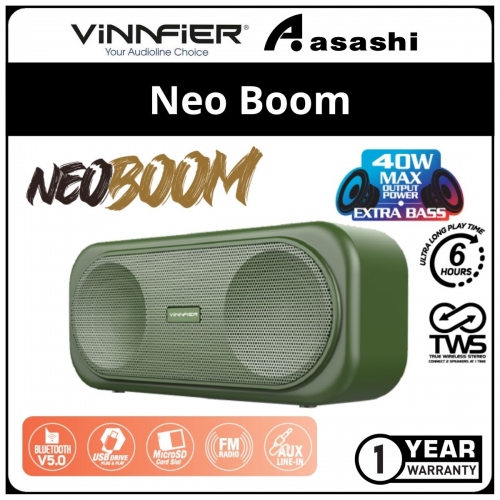 Vinnfier Neo Boom 2020 (Green) Wireless Portable Bluetooth Speaker (1 yrs Limited Hardware Warranty)