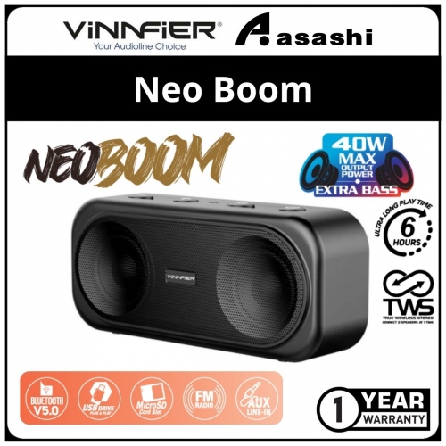 Vinnfier Neo Boom 2020 (Black) Wireless Portable Bluetooth Speaker (1 yrs Limited Hardware Warranty)