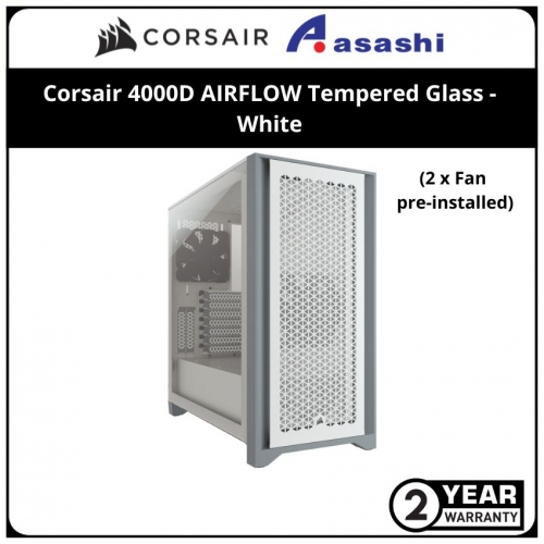 CORSAIR CC-9011201-WW 4000D AIRFLOW Tempered Glass White Mid-Tower ATX