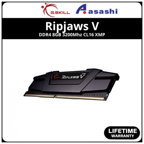 G.skill Ripjaws V DDR4 8GB 3200Mhz CL16 XMP Support Black Gaming PC Ram - F4-3200C16S-8GVKB