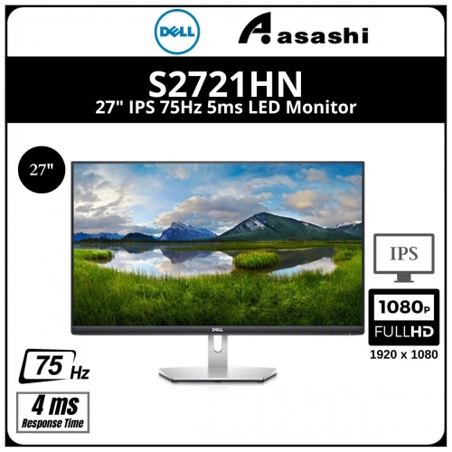 Dell S2721HN 27″ IPS 75Hz 5ms LED Monitor (HDMIx2) Free Sync, S2721HN |  Asashi Technology Sdn Bhd (332541-T) | Malaysia IT Online Store