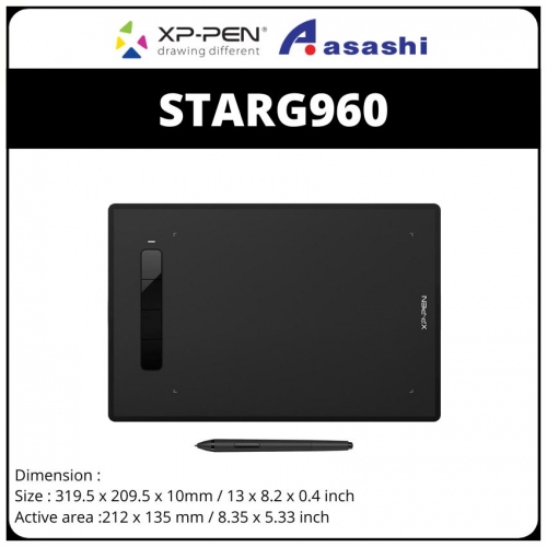 XP-Pen STARG960 Medium (Active Area 5.33-in x 8.35-in, 4 Express Key)