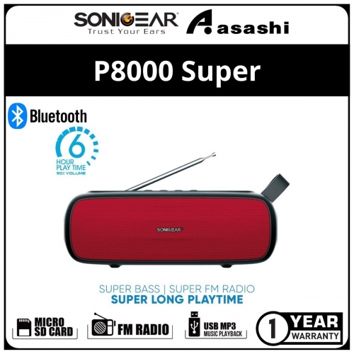Sonic Gear P8000 Super (Red) 5.0 Bluetooth Speaker (1 yrs Limited Hardware Warranty)