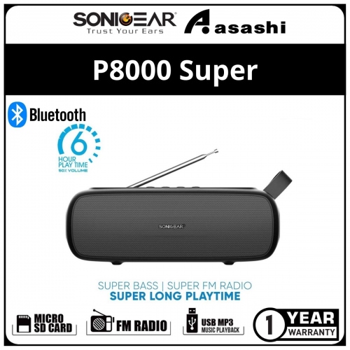 Sonic Gear P8000 Super (Black) 5.0 Bluetooth Speaker (1 yrs Limited Hardware Warranty)