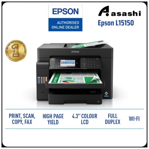 Epson L15150 A3+, Full Pigment Ink, 25/12 ipm, Print Scan Copy, Fax, ADF, Duplex, 4.3