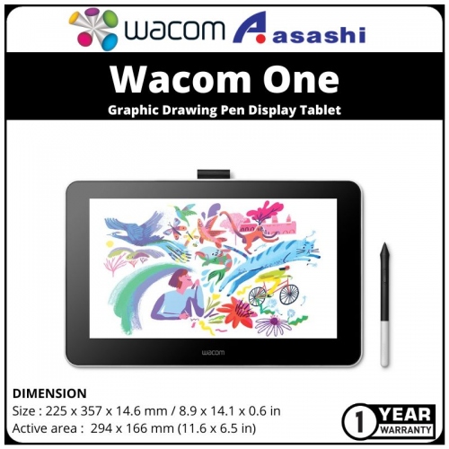 Wacom One Graphic Drawing Pen Display Tablet DTC-133W0C
