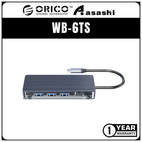 ORICO WB-6TS Type-C 6-in-1 Transparent Hub - USB3.0x3、HDMIx1、TF&SDx1