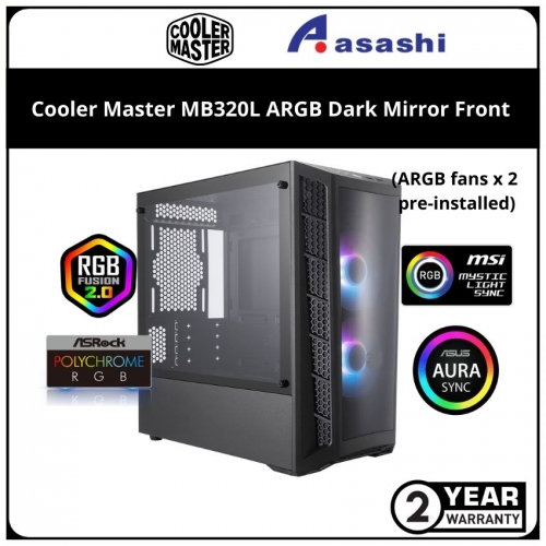 Cooler Master MB320L ARGB Dark Mirror Front m-ATX Casing (2 x ARGB Fan + Controller)