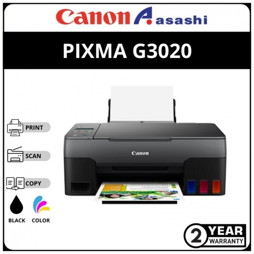 Canon G3020 A4 Ink Efficient Printer (Print,Scan,Copy & Wireless) 2 Yrs Warranty or 30,000pages whichever comes first