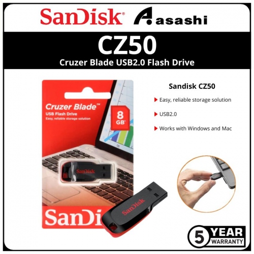 Sandisk CZ50 8GB Cruzer Blade Usb2.0 Flash Drive (SDCZ50-008G-B35)