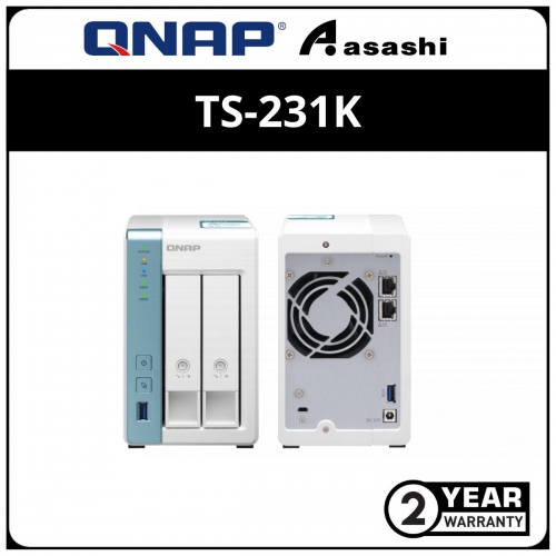 Qnap TS-231K 2-Bay NAS Storage (AnnapurnaLabs, an Amazon company Alpine AL-214, 4-core, 1.7GHz, 1GB D3 , 2 x gbE LAN )