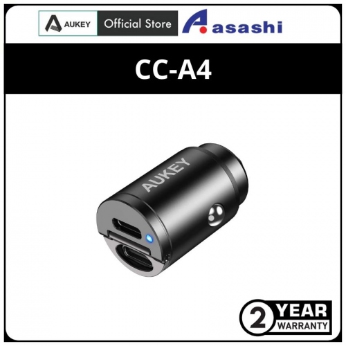 AUKEY CC-A4 Dual Port USB-C 30W PD Car Charger