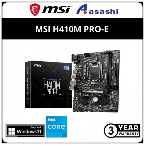 MSI H410M PRO-E (LGA1200) Motherboard (HDMI, DVI, VGA)