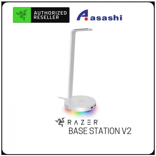 Razer Base Station V2 Chroma - Mercury White (Underglow Lighting, 2x USB 3.1 ports, 1x 3.5mm port w/7.1 surround sound)
