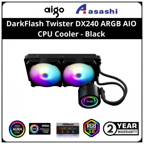 AIGO darkFlash Twister DX240 ARGB AIO CPU Cooler - Black