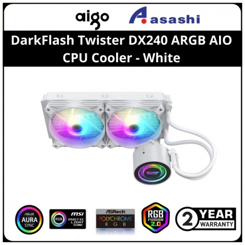 AIGO darkFlash Twister DX240 ARGB AIO CPU Cooler - White
