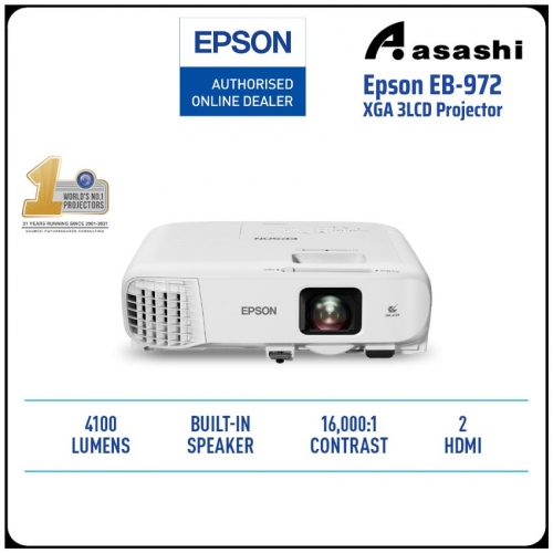 Epson EB-972 XGA 4100 Lumens 3LCD Projector