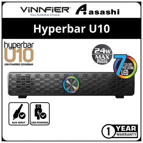 Vinnfier Hyperbar U10 (Black) USB Powered Soundbar (1 yrs Limited Hardware Warranty)