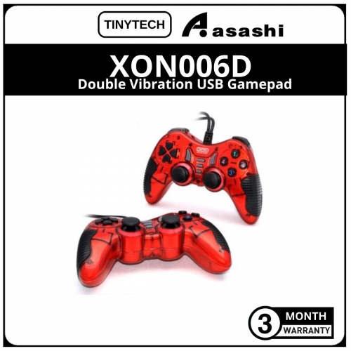 TinyTech XON006D Double Vibration USB Gamepad - Red (3 month Limited Hardware Warranty)