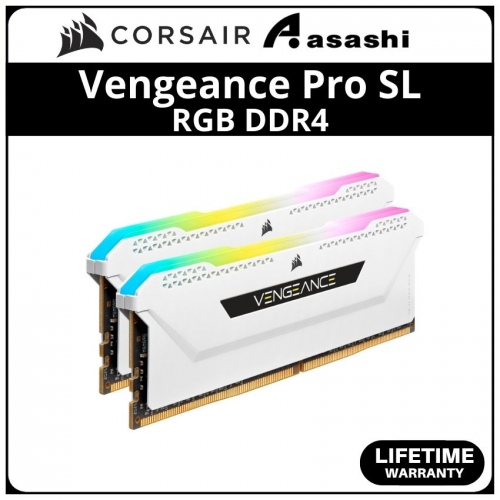 Corsair Vengeance Pro SL White RGB DDR4 16GB(2x8GB) 3600MHz CL18 XMP Support Performance PC Ram - CMH16GX4M2D3600C18W