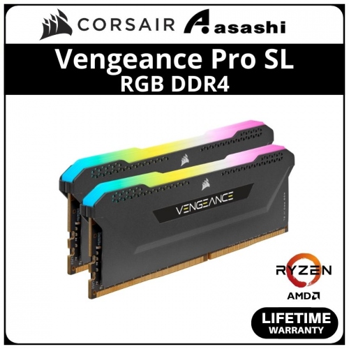 Corsair Vengeance Pro SL Black RGB(Ryzen) DDR4 32GB(2x16GB) 3600MHz CL18 XMP Support Performance PC Ram - CMH32GX4M2Z3600C18