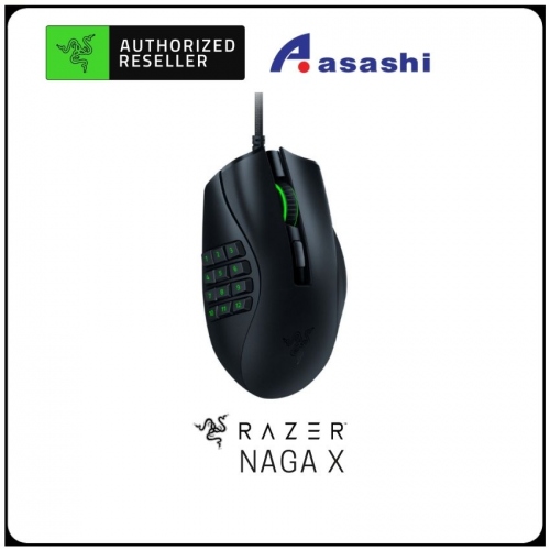 Razer Naga X - 2nd-gen Optical Mouse Switch, 85g midweight, Speedflex Cable (16 buttons, 18,000dpi 5G Optical) RZ01-03590100-R3M1