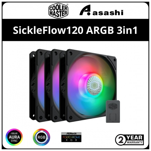 Cooler Master SickleFlow 120 ARGB 3-in-1 (Black) Casing Fan w/ Controller