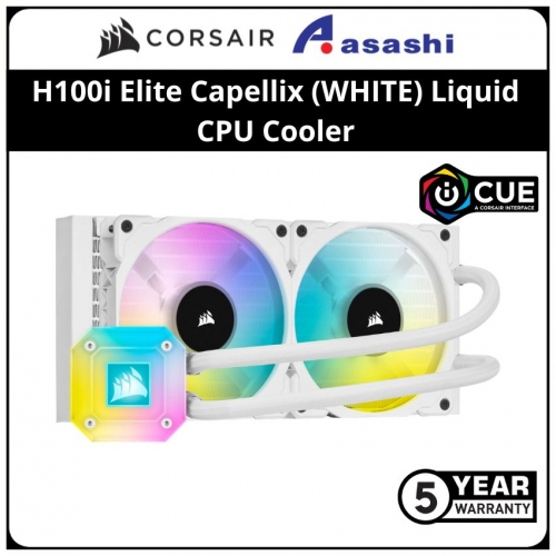 Corsair iCUE H100i Elite Capellix (WHITE) 240mm Liquid CPU Cooler