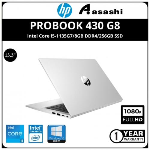 HP Probook 430 G8 Commercial Notebook-2Y7Y6PA-(i5-1135G7/8GB DDR4/256GB SSD/13.3