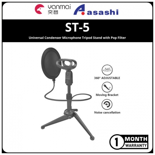 YANMAI ST-5 Universal Condenser Microphone Tripod Stand with Pop Filter(1mth manufacturer warranty)