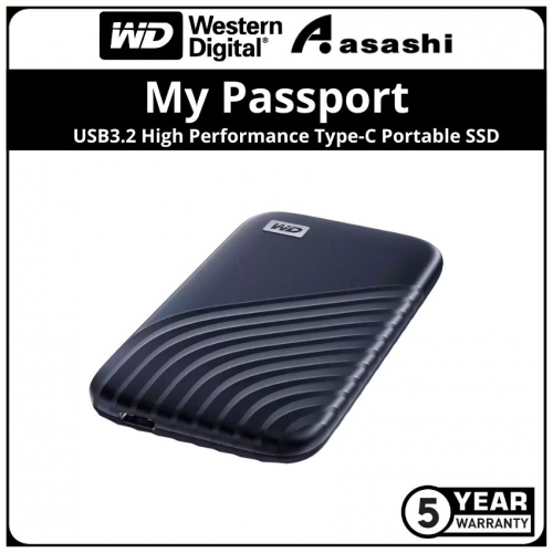 WD My Passport Blue 1TB USB3.2 Gen1 Type-C Portable SSD (Up to 1050MB/s Read Speed & 1000MB/s Write Speed)