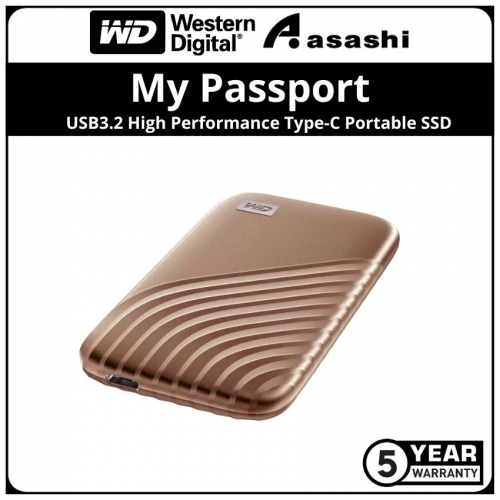 WD My Passport Gold 1TB USB3.2 Gen1 Type-C Portable SSD (Up to 1050MB/s Read Speed & 1000MB/s Write Speed)