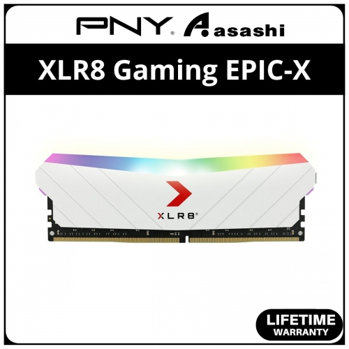 PNY XLR8 Gaming EPIC-X White RGB DDR4 8GB 3200MHz CL16 XMP Support Gaming PC Ram - MD8GD4320016XRGBW