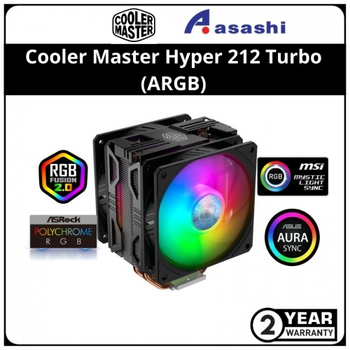 Cooler Master Hyper 212 Turbo (ARGB) CPU Air Cooler - 2 Years Warranty (1700 Ready)