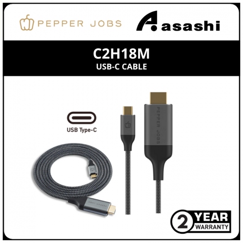 Pepper Jobs C2H18M USB-C to 4K 60Hz HDMI Cable ( 2yrs Manufacturer Warranty )