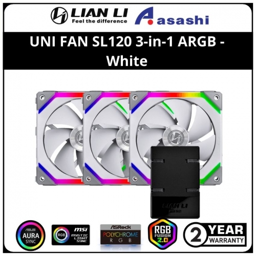 LIAN LI UNI FAN SL120 3-in-1 ARGB FAN (included Controller) - White