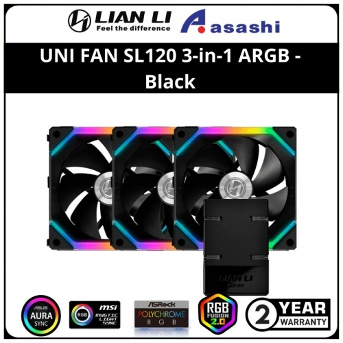 LIAN LI UNI FAN SL120 3-in-1 ARGB FAN (included Controller) - Black