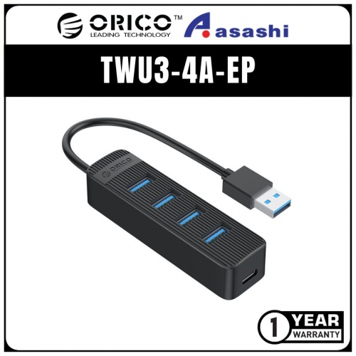 ORICO TWU3-4A-10-EP 4 port USB3.0 Hub with TypeC 5V2A - 100cm (Black)