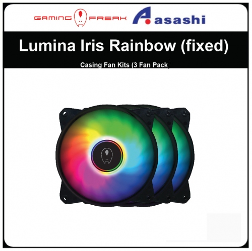 AVF Gaming Freak Lumina Iris Rainbow (fixed) Casing Fan Kits (3 Fan Pack)