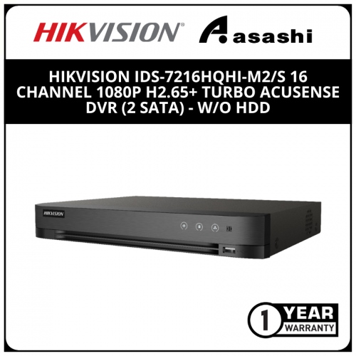 Hikvision iDS-7216HQHI-M2/S 16 Channel 1080P H2.65+ Turbo AcuSense DVR (2 SATA) - W/O HDD
