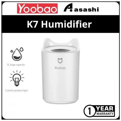 Yoobao YB-K7-WHT 3000ml Humidifier (12mths Manufacturer Warranty)