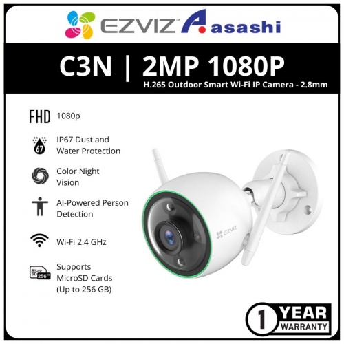 EZVIZ C3N 2MP 1080P Color Night Vision IP67 H.265 Outdoor Smart Wi-Fi IP Camera - 2.8mm