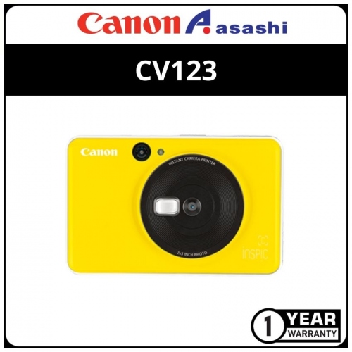 CANON CV123 INSTANT SNAP AND PRINT CAMERA (INTERNAL MEMORY 512MB SUPPORT MICROSD CARD UP TO 256GB) BUMBLE BEE YELLOW 1 YEAR WARRANTY